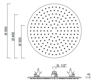 SURF - F1726 - Ceiling mounted built-in rain shower by Rubinetteria Giulini - view 3